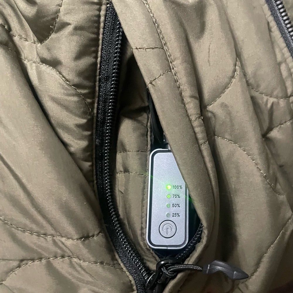 Mobile Warming Heated Coat/Jacket Olive Green with 2 Batteries Size Sm-Med - Picture 12 of 16